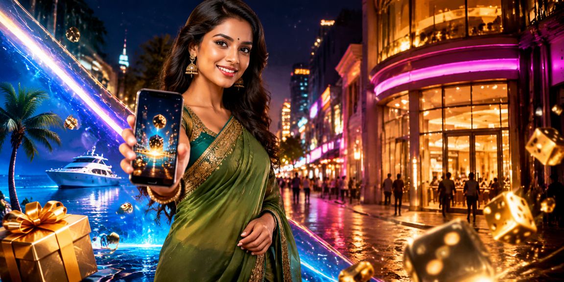 Indian woman playing dice game at market