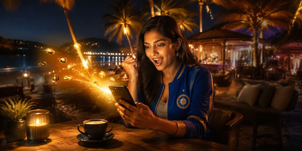 Beach view with cricket game and relaxed responsible gaming scene